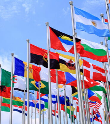 Brazil Argentina and world flags is flying