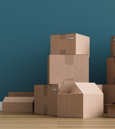 Concept of packing for moving house. 3d rendering