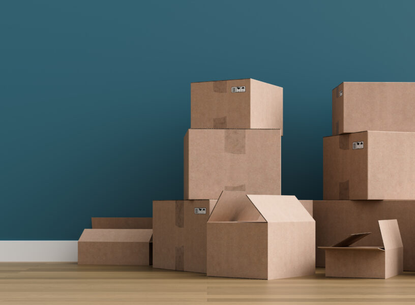 Concept of packing for moving house. 3d rendering Concept of packing for moving house. 3d rendering